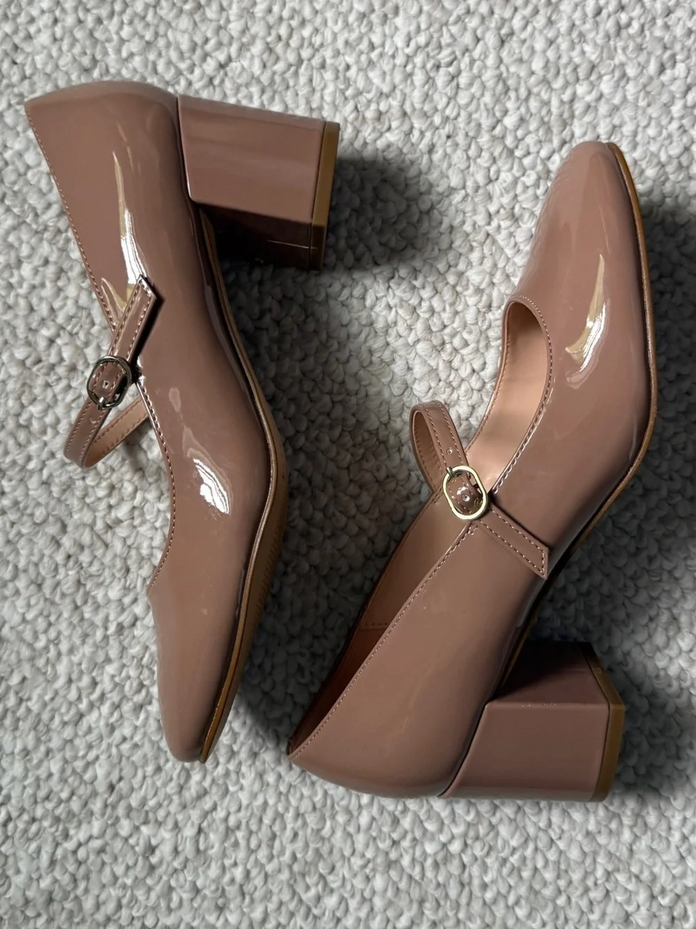 Bandalino Nude Patent Block Heel Mary Jane Pumps